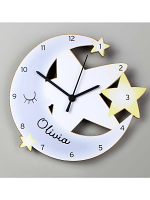 Personalised Moon and Stars Shape Wooden Clock