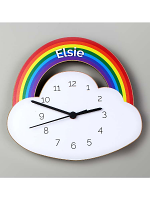 Personalised Rainbow and Cloud Shape Wooden Clock