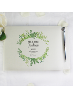 Personalised Fresh Botanical Hardback Guest Book & Pen