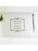 Personalised Black Hardback Guest Book & Pen