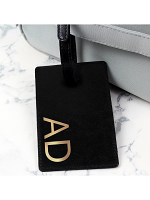 Personalised Gold Initials Black Luggage Tag