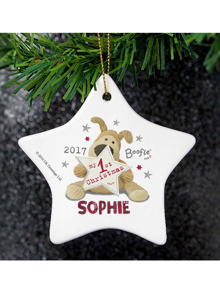 Personalised Boofle My 1st Christmas Ceramic Star Decoration