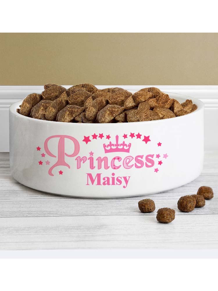 Personalised Princess 14cm Medium White Pet Bowl