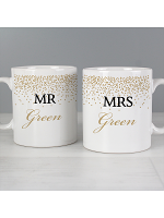 Personalised Gold Confetti Mug Set