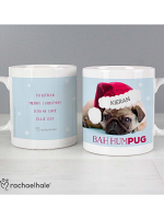 Personalised Rachael Hale Christmas Bah Hum Pug Mug
