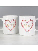 Personalised Confetti Hearts Wedding Mug Set