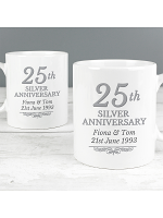 Personalised 25th Silver Anniversary Mug Set