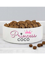 Personalised Princess 14cm Medium Ceramic White Pet Bowl