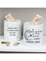 Personalised To the Moon and Back Ceramic Money Box