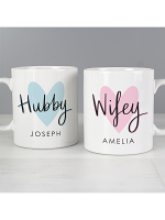 Personalised Hubby & Wifey Mug Set