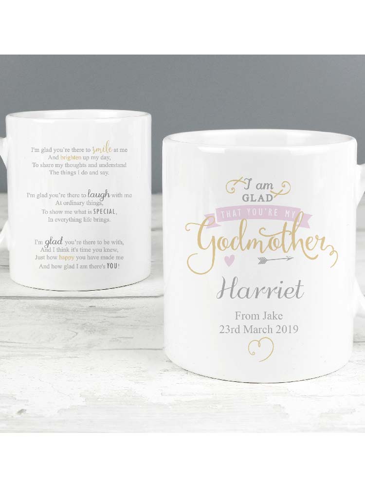 Personalised I Am Glad... Godmother Mug