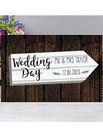 Personalised Wedding Day White Arrow Metal Sign