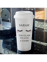 Personalised Eyelashes Double Walled Travel Mug