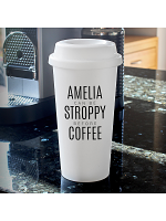 Personalised Black Text Slogan Double Walled Travel Mug