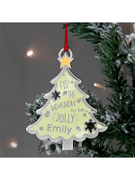 Personalised Tis' The Season To Be Jolly Tree Metal Decoration