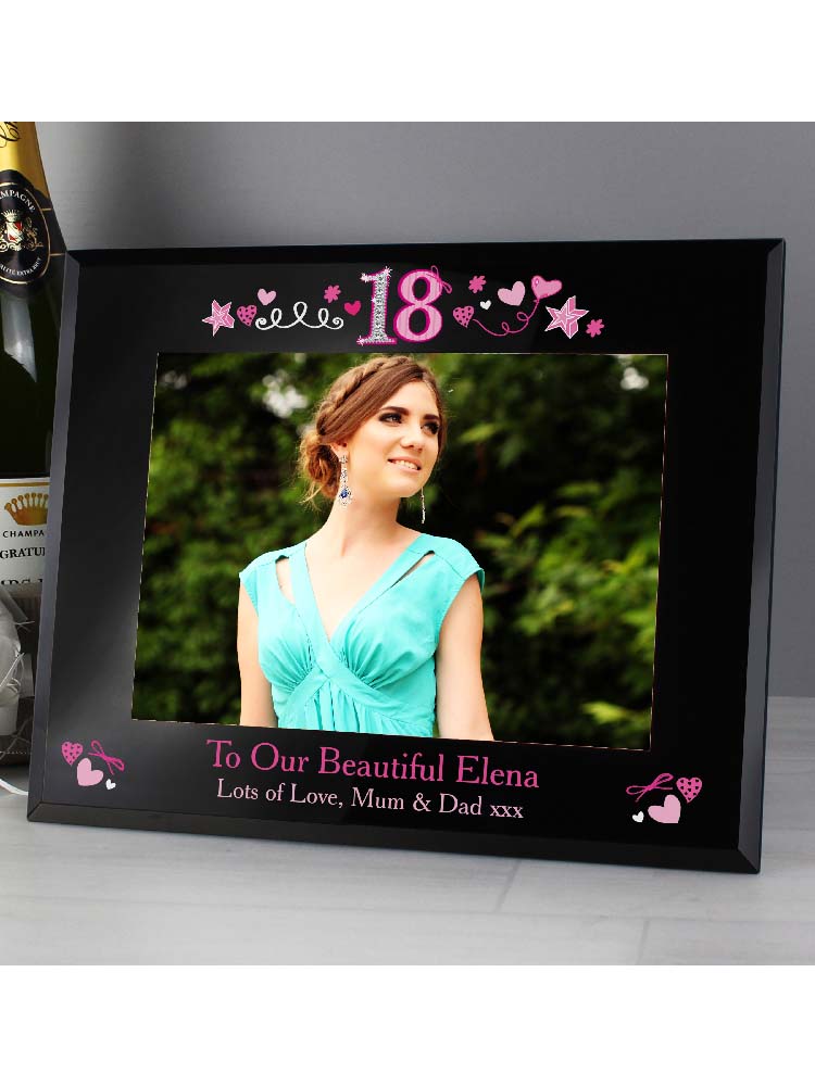 Personalised 18th Birthday Black Glass 7"x5" Frame