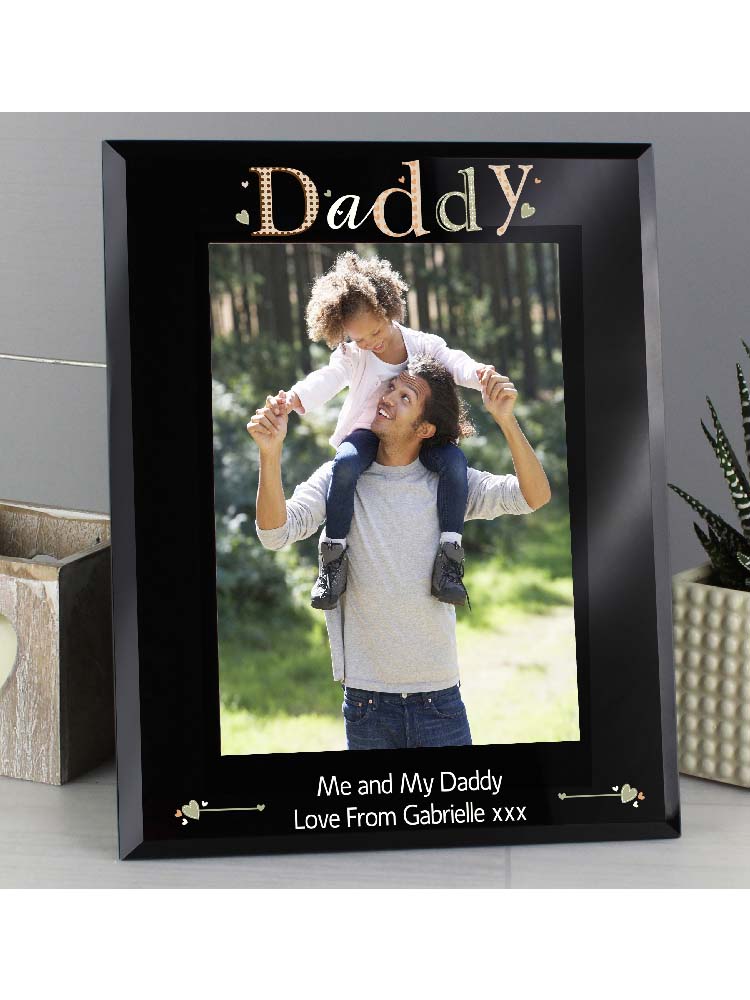 Personalised Daddy Black Glass 5x7 Photo Frame