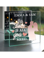 Personalised 'Love is All You Need' Mirrored Glass Tea Light Holder