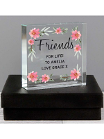 Personalised Floral Sentimental Large Crystal Token