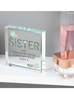 Personalised Floral Sister Large Crystal Token