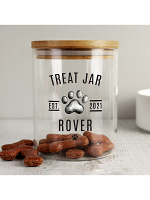 Personalised Pet Treats Glass Jar with Bamboo Lid