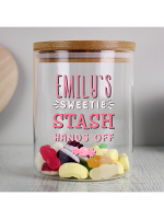 Personalised Sweetie Stash Glass Jar with Bamboo Lid