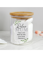 Personalised Botanical Glass Jar with Bamboo Lid