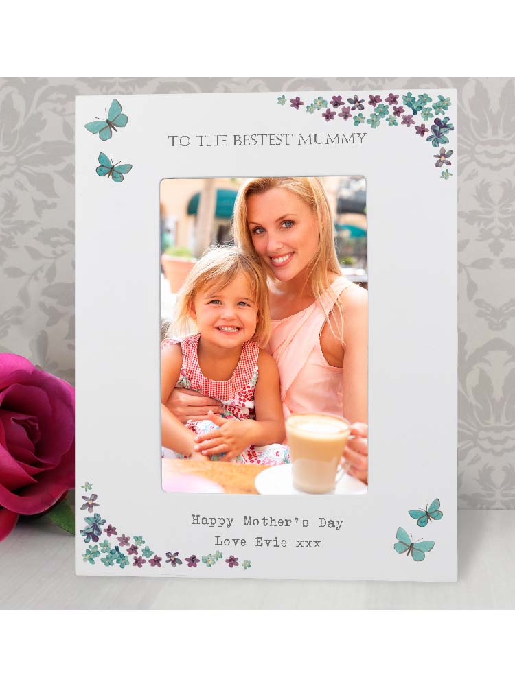 Personalised Forget Me Not 6x4 White Wooden Photo Frame