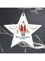 Personalised Father Christmas Wooden Star Decoration