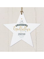 Personalised I Am Glad... Godfather Wooden Star Decoration