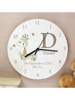 Personalised Hessian Giraffe Shabby Chic Large Wooden Clock