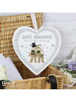 Personalised Boofle Wedding 22cm Large Wooden Heart Decoration