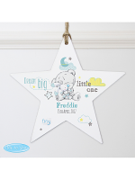 Personalised Tiny Tatty Teddy Dream Big Blue Wooden Star Decoration