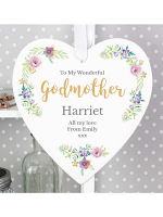 Personalised Any Role 'Floral Watercolour' 22cm Large Wooden Heart Decoration
