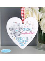 Personalised Me to You Godmother Wooden Heart Decoration