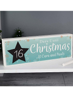 Personalised Christmas Chalk Countdown Wooden Block Sign