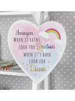 Personalised Rainbows and Stars 22cm Large Wooden Heart Decoration