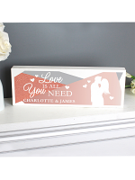 Personalised 'Love is All You Need' Wooden Block Sign