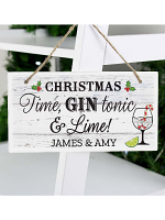 Personalised Christmas Gin Wooden Sign