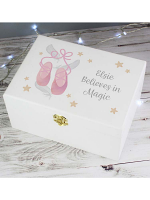 Personalised Swan Lake Ballet White Wooden Keepsake Box