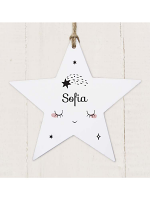 Personalised Baby Moon Wooden Star Decoration