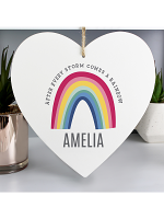 Personalised Rainbow Large Wooden Heart Decoration