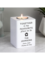 Personalised Home White Wooden Tea light Holder