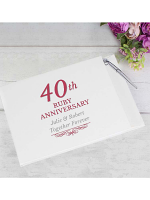 Personalised 40th Ruby Anniversary Hardback Guest Book & Pen