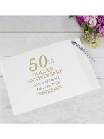 Personalised 50th Golden Anniversary Hardback Guest Book & Pen