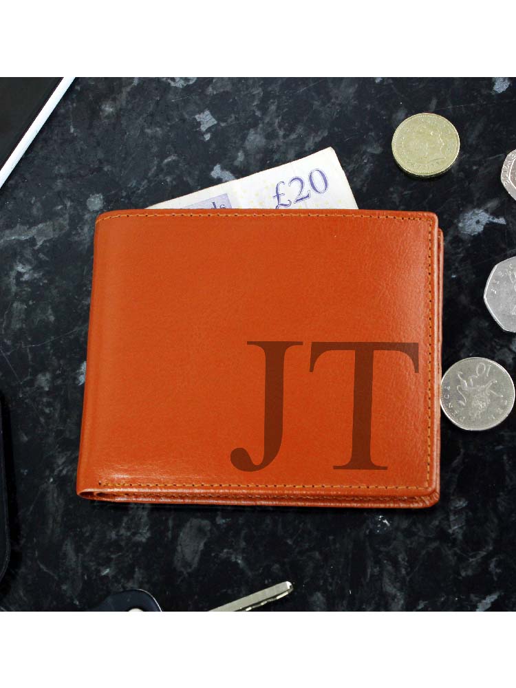 Personalised Big Initials Tan Leather Wallet