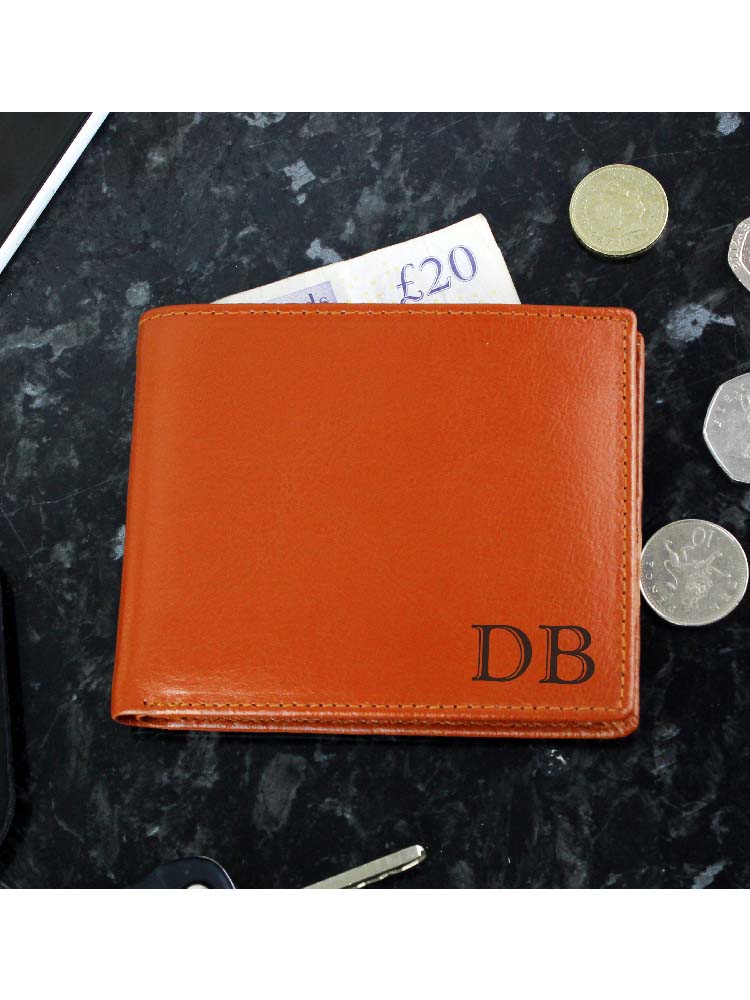 Personalised Initials Tan Leather Wallet