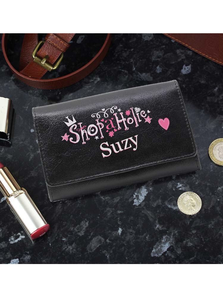 Personalised Black Shopaholic Purse