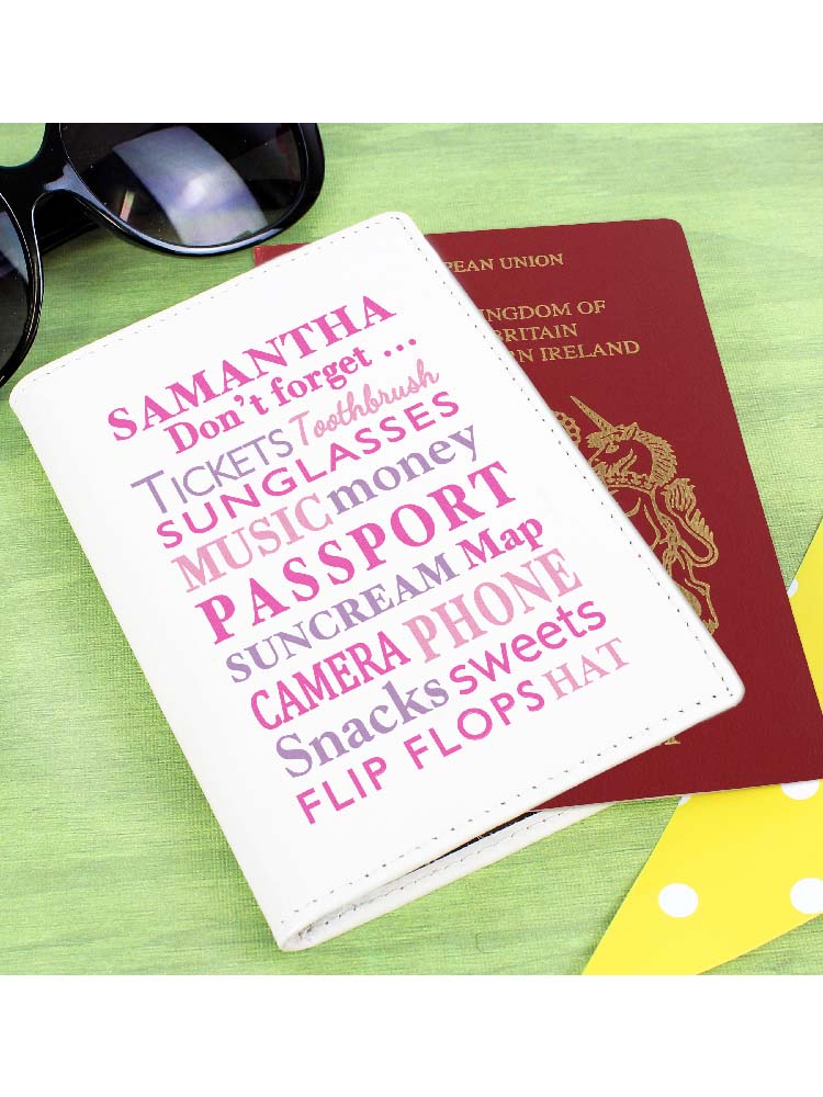 Personalised Dont Forget Cream Passport Holder