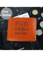 Personalised My Dad is My Hero Tan Leather Wallet